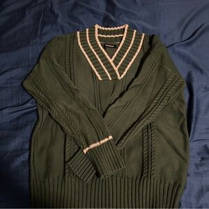 Naadam Varsity-Style Cable Sweater